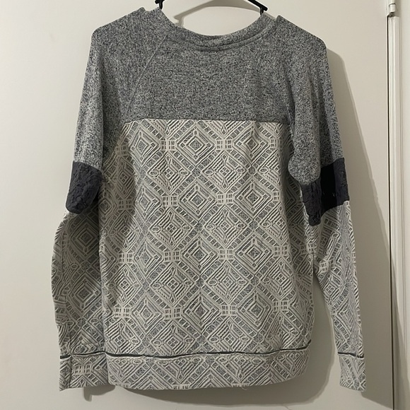 Knox Rose Womens Gray Crew Neck Colorblock Long Sleeve Sweater Pullover Size S - Picture 3 of 7